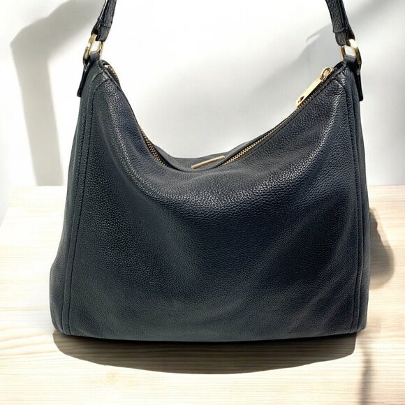 Kate Spade Black Leather hobo Shoulder Bag Pink Jacquard Lining WKRU3028 - Picture 4 of 16